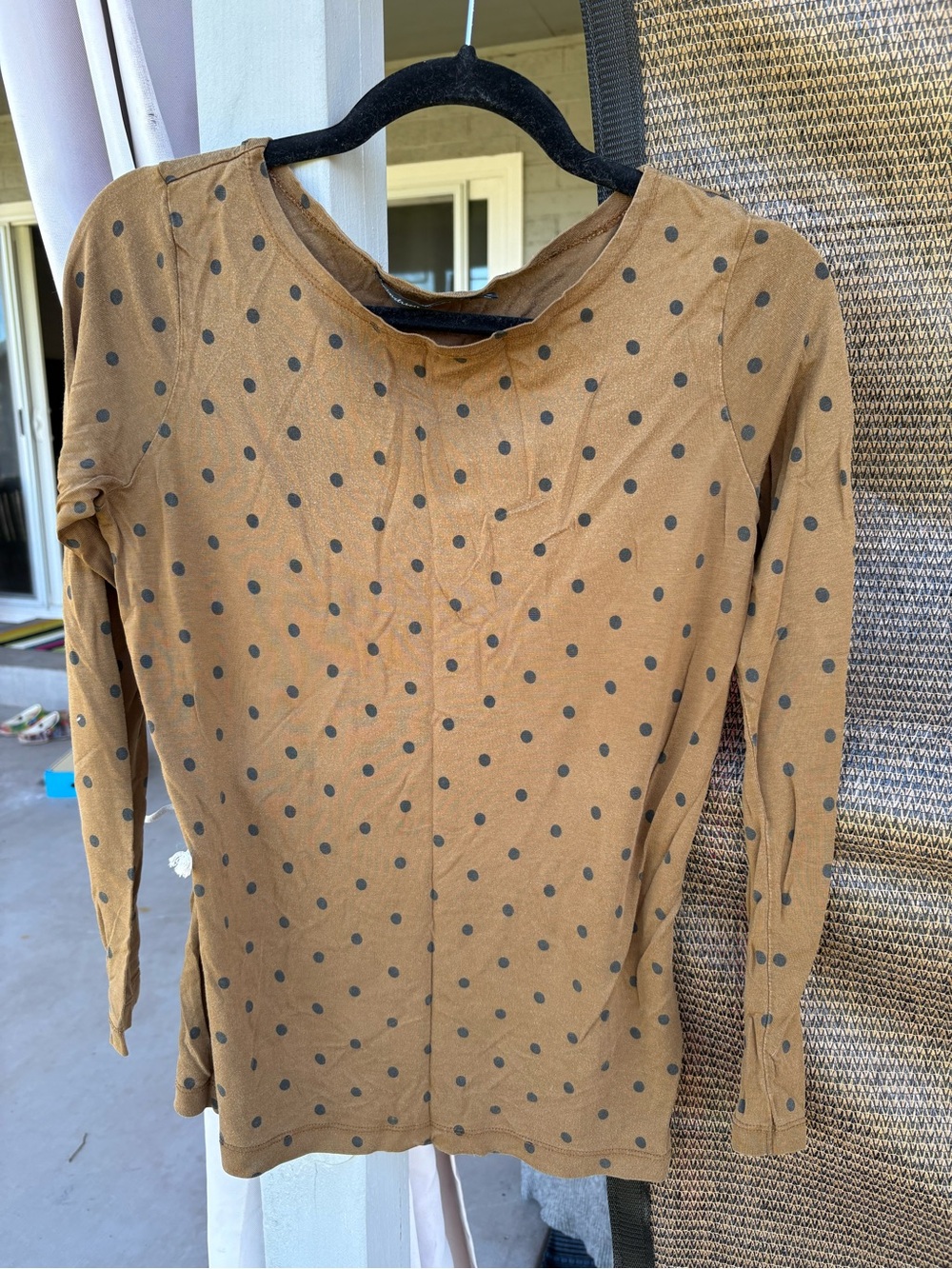 Polka Dot Long-Sleeve Top in Brown